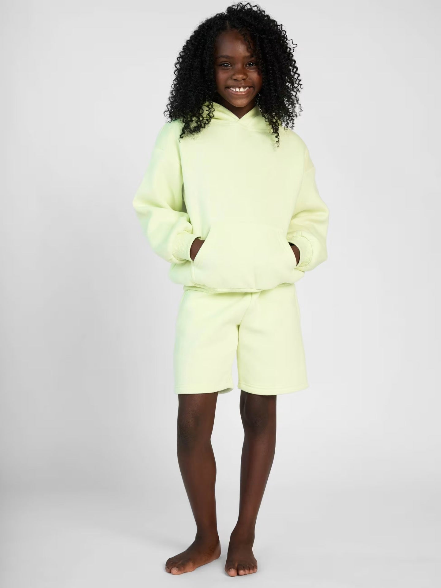 Women's hoodie sweatshirt and shorts set made of soft fleece with practical pockets Ivyshape