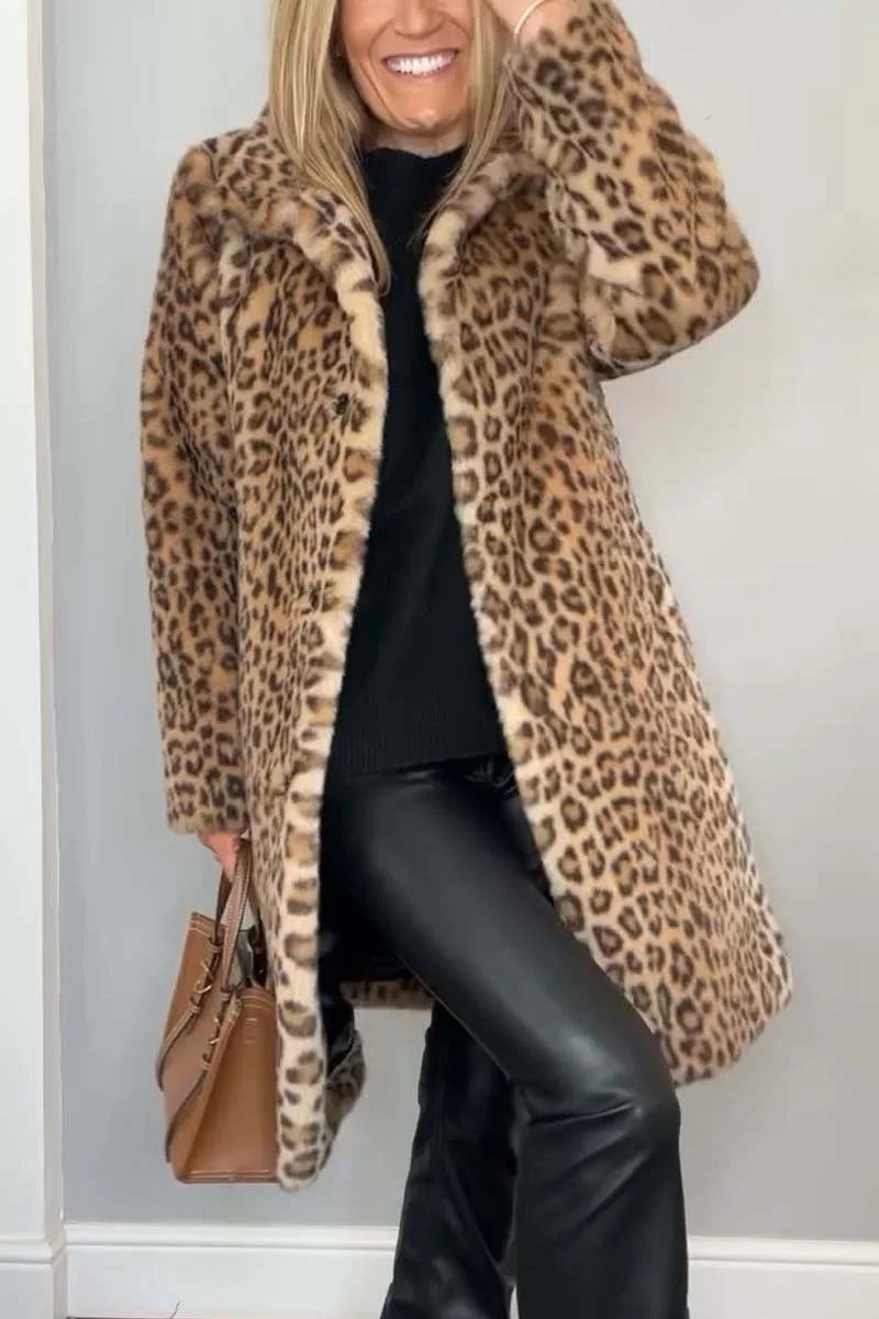 IvyShape | Leopard print plush coat