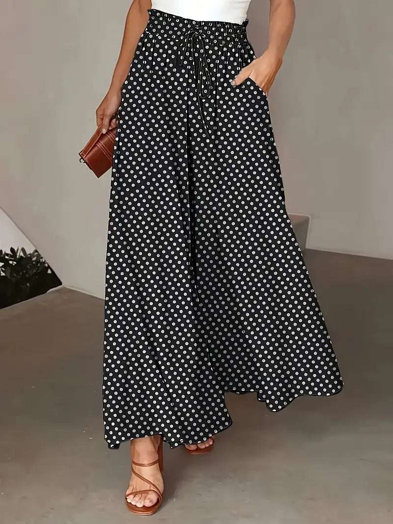 Ladies Wide Leg Polka Dot Pants Ivyshape