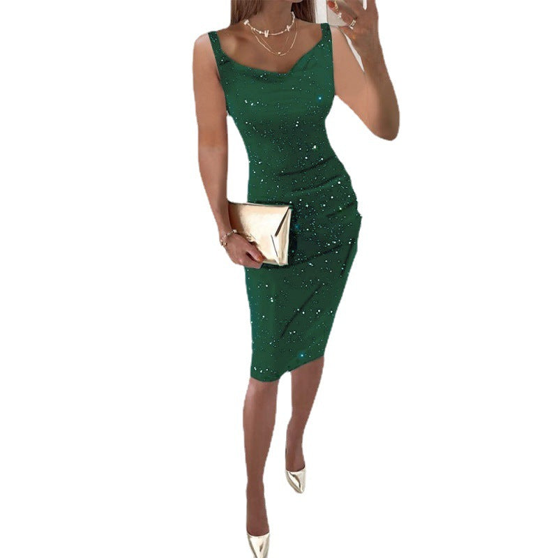 Women's Glittering Bodycon Midi Dress Ivyshape