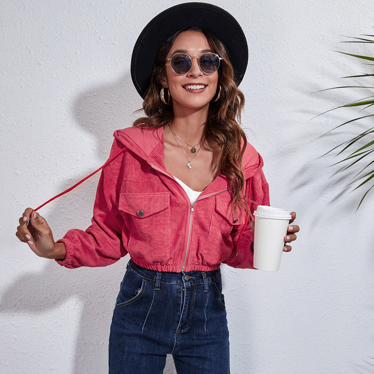 Ladies short jacket with casual cut and practical chest pockets Ivyshape