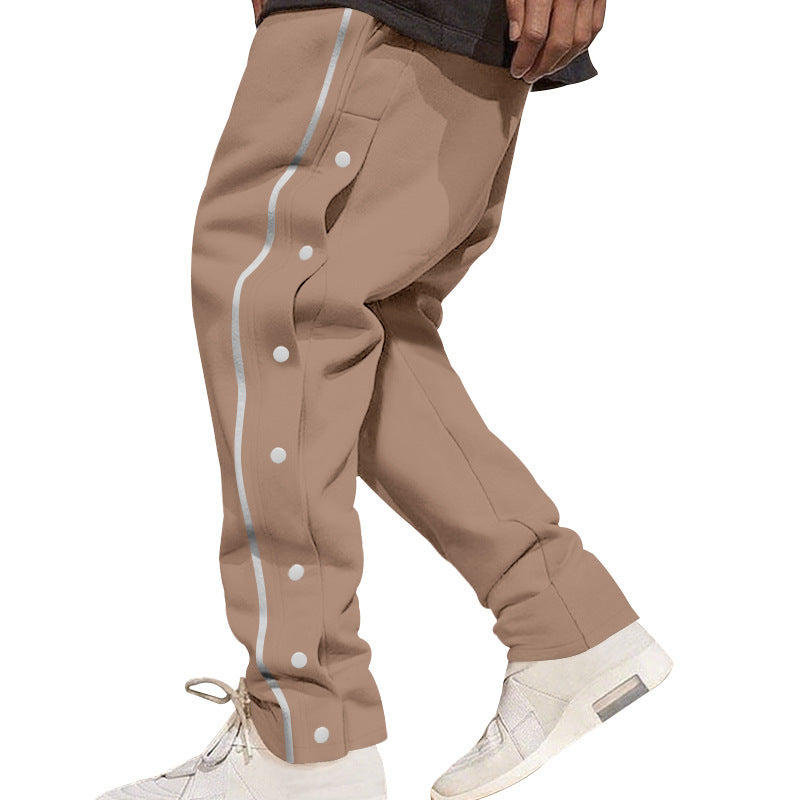 Men's casual sports pants with practical button placket and breathable material Ivyshape