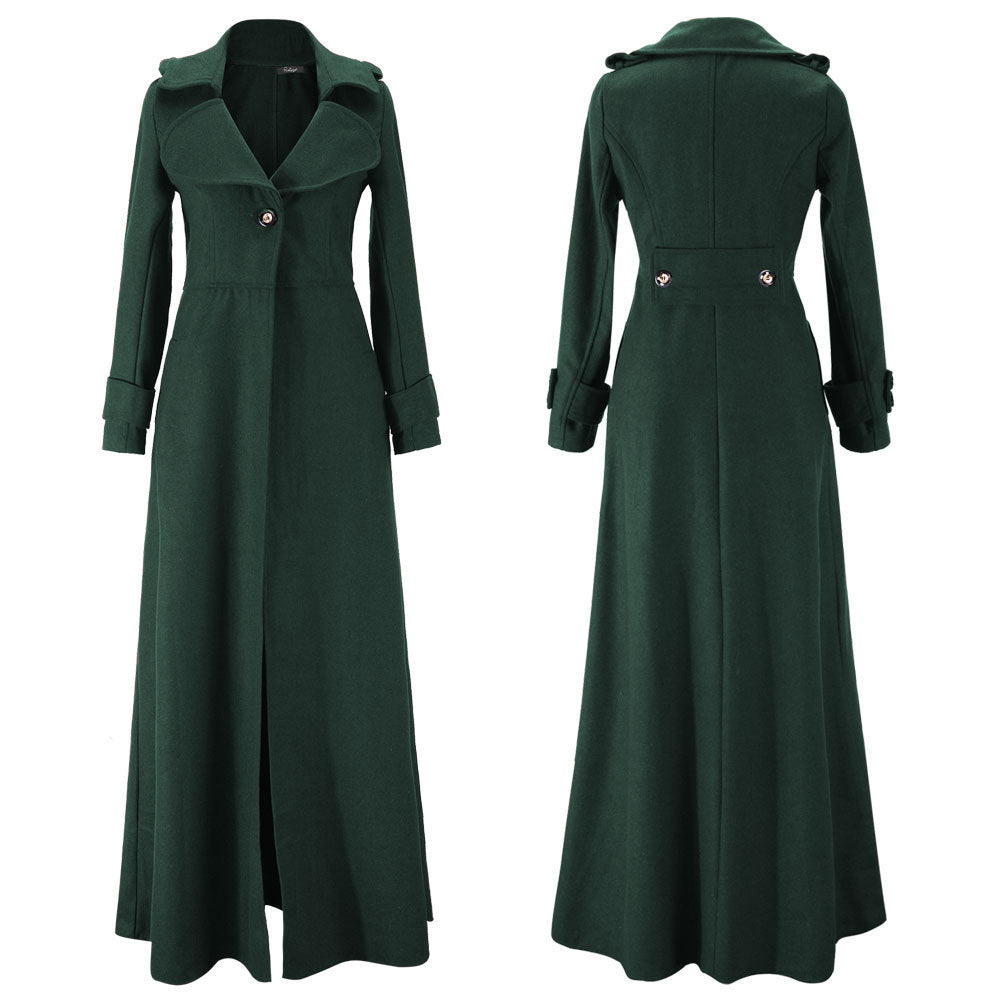 Women's elegant, long-cut trench coat with wide lapels Ivyshape