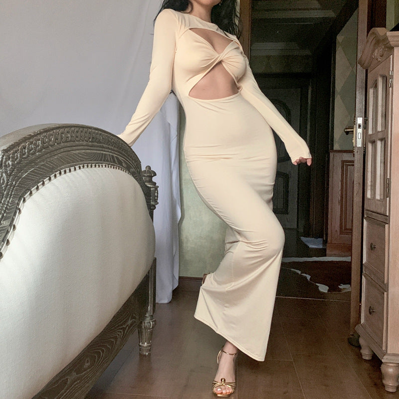 Women Cut-Out Long Sleeve Midi Dress Ivyshape