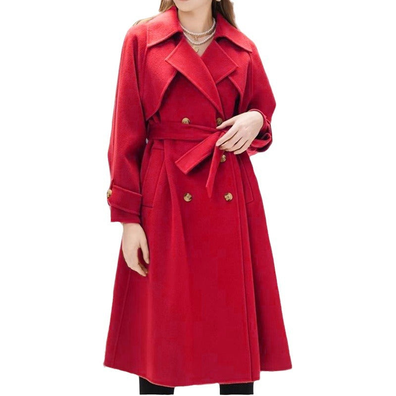 Women elegant trench coat with double button placket and fitted cut Ivyshape