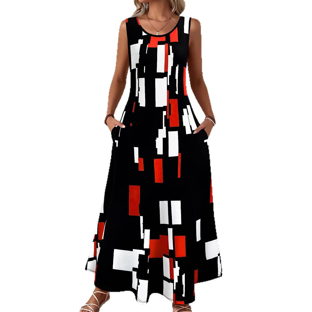 Women's maxi dress with colorful graphic design Ivyshape