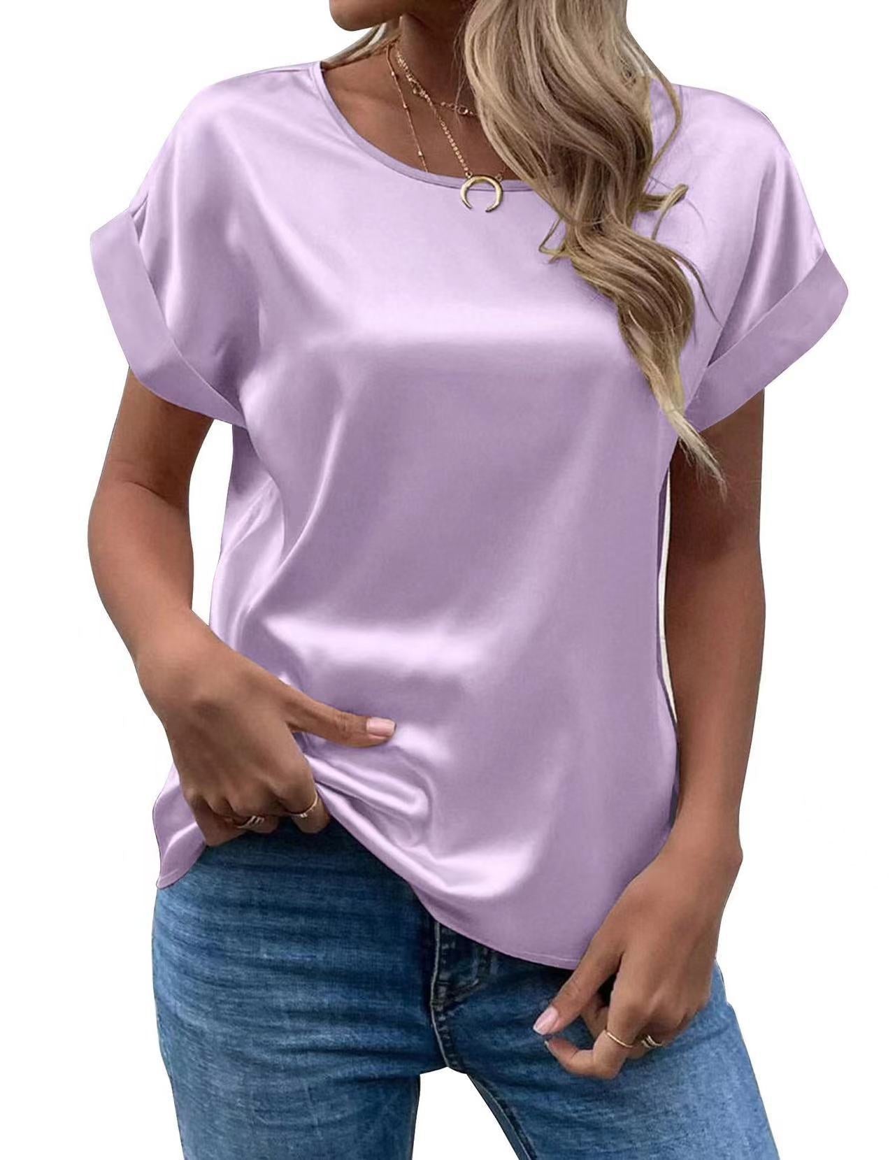 IvyShape | Women's Short Sleeve Satin Shirt