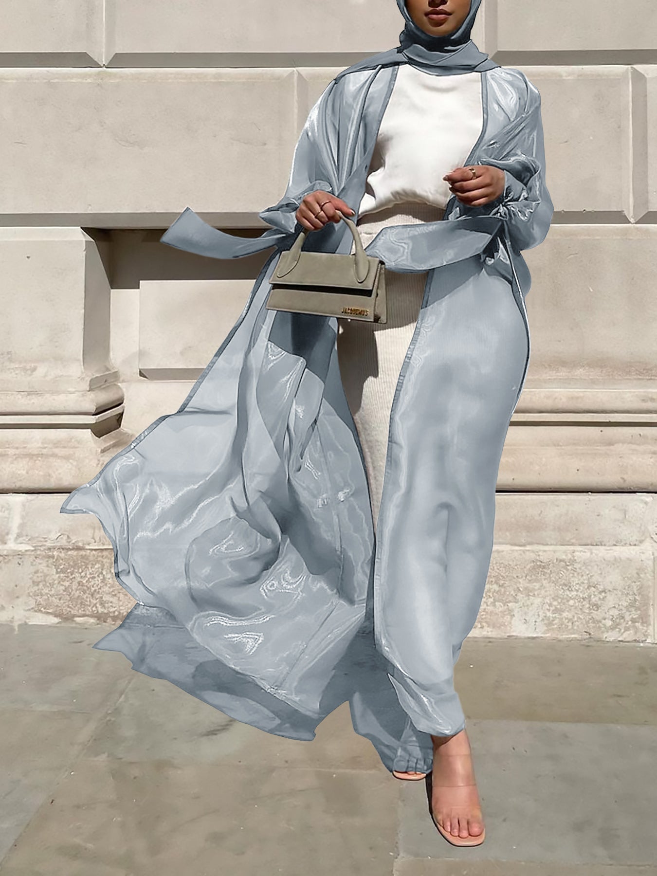 Ladies Airy Kimono Jacket with Filigree Design and Wide Sleeves Ivyshape