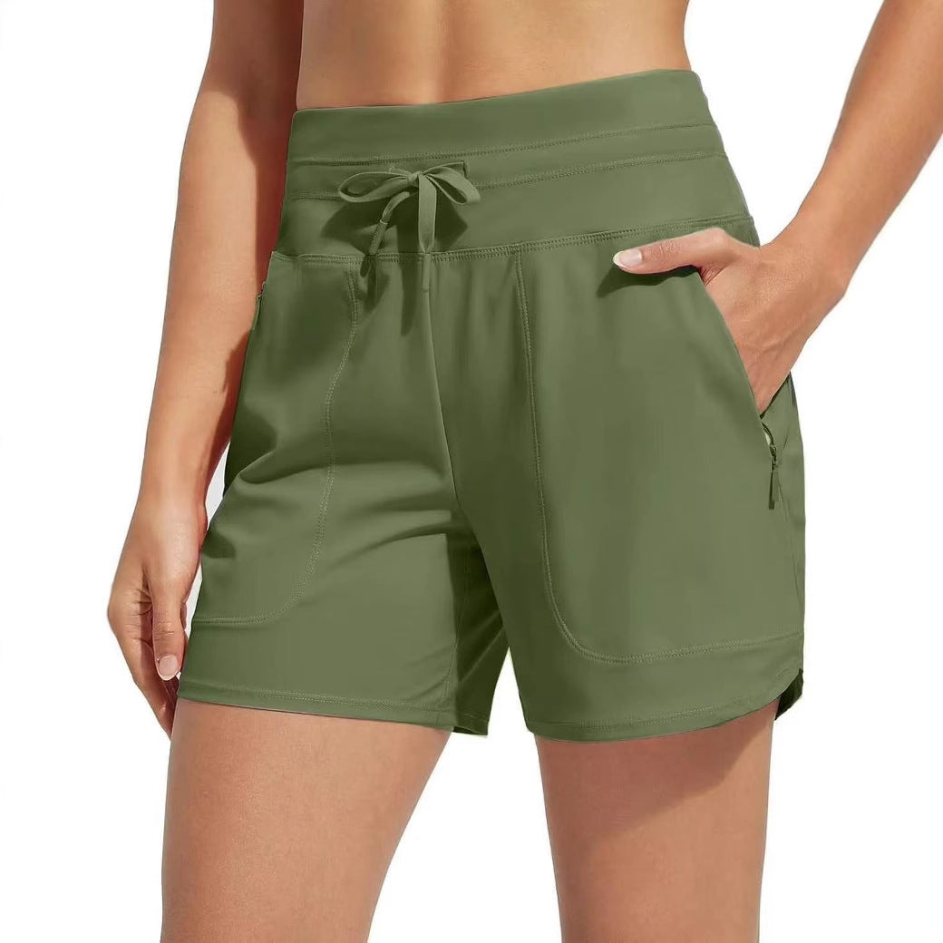 Women's performance active shorts with integrated boxer short lining Ivyshape
