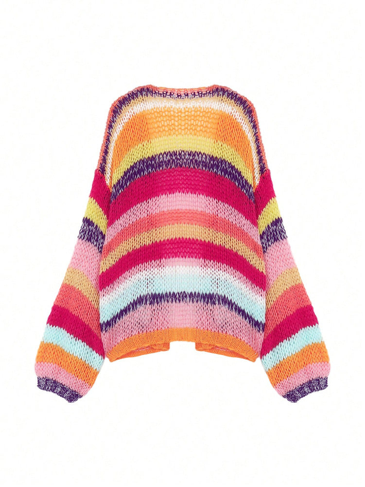 Striped open cardigan