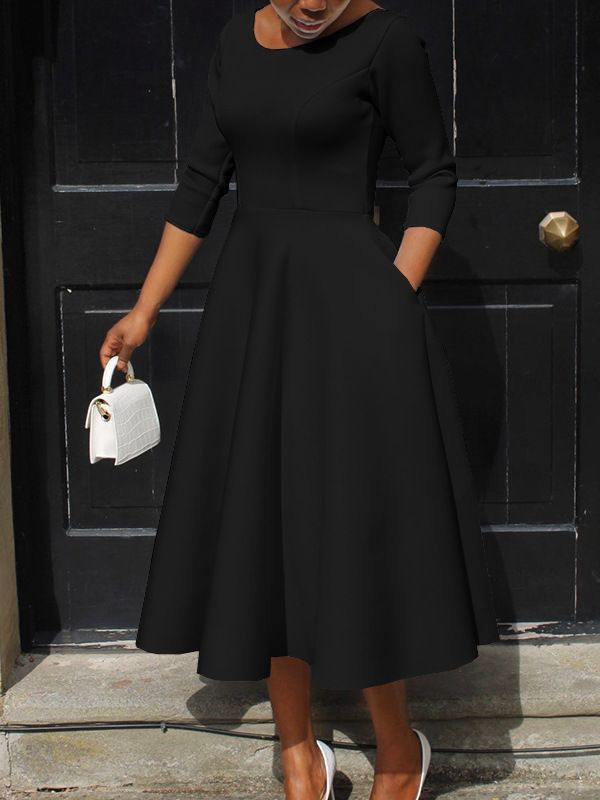 Ivyshape | 3/4 Sleeve Swing Dress