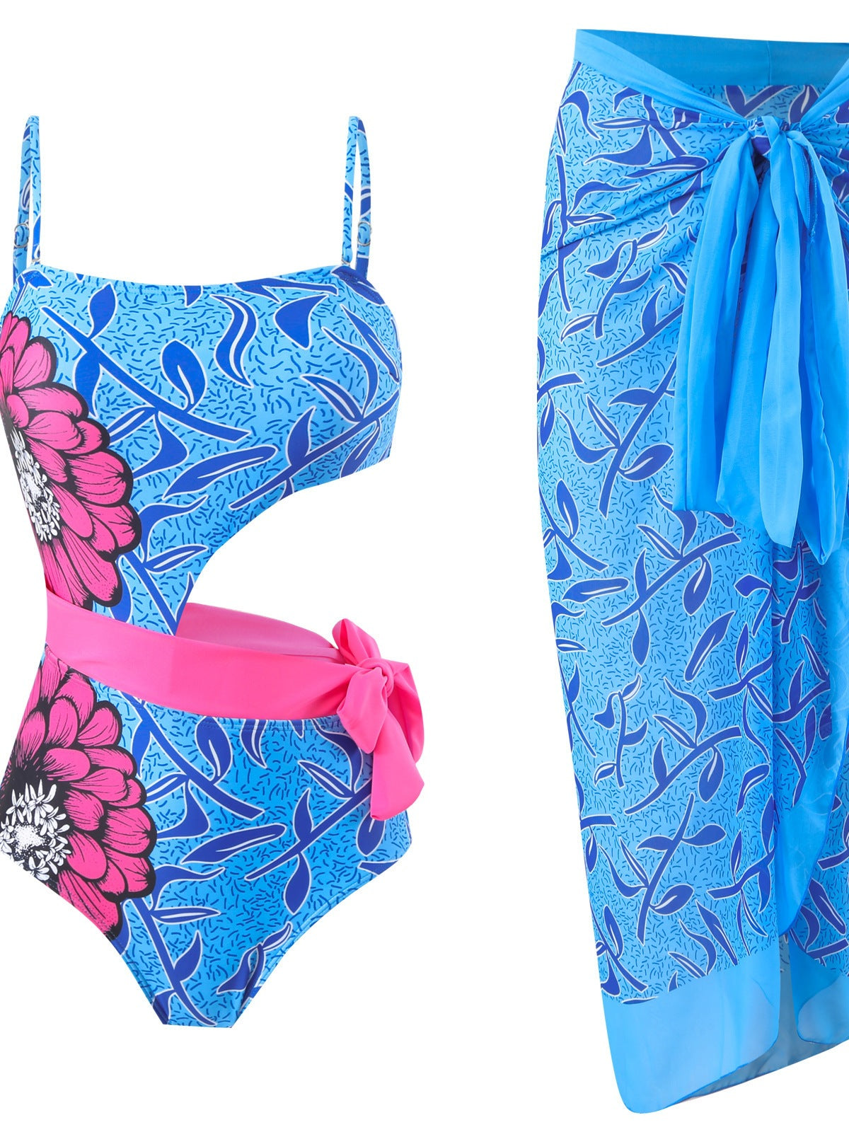 Women elegant swimsuit with unique asymmetrical design and matching beach skirt Ivyshape