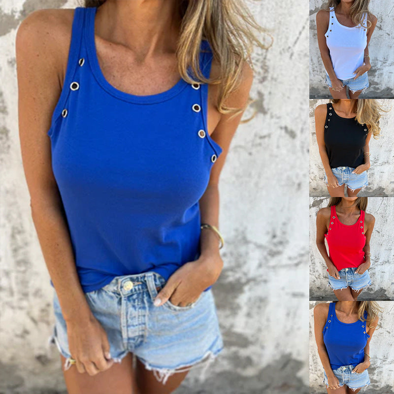 Ladies stylish tank top with eyelet detail Ivyshape