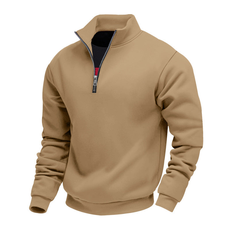 Men's casual stand-up collar sweater with functional zipper Ivyshape
