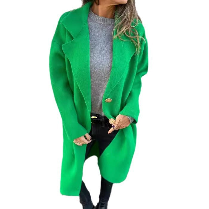 Women Comfortable and Elegant Oversized Wool Coat with Buttons Ivyshape