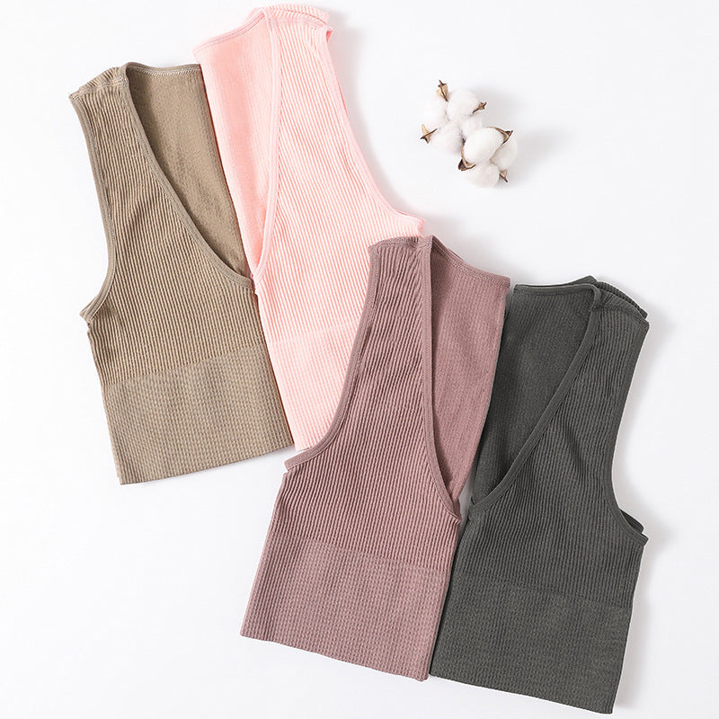 Women's Ribbed V-Neck Crop Top Ivyshape