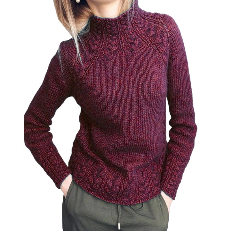 IvyShape | Solid Color Twisted Pattern Knit Sweater for Women