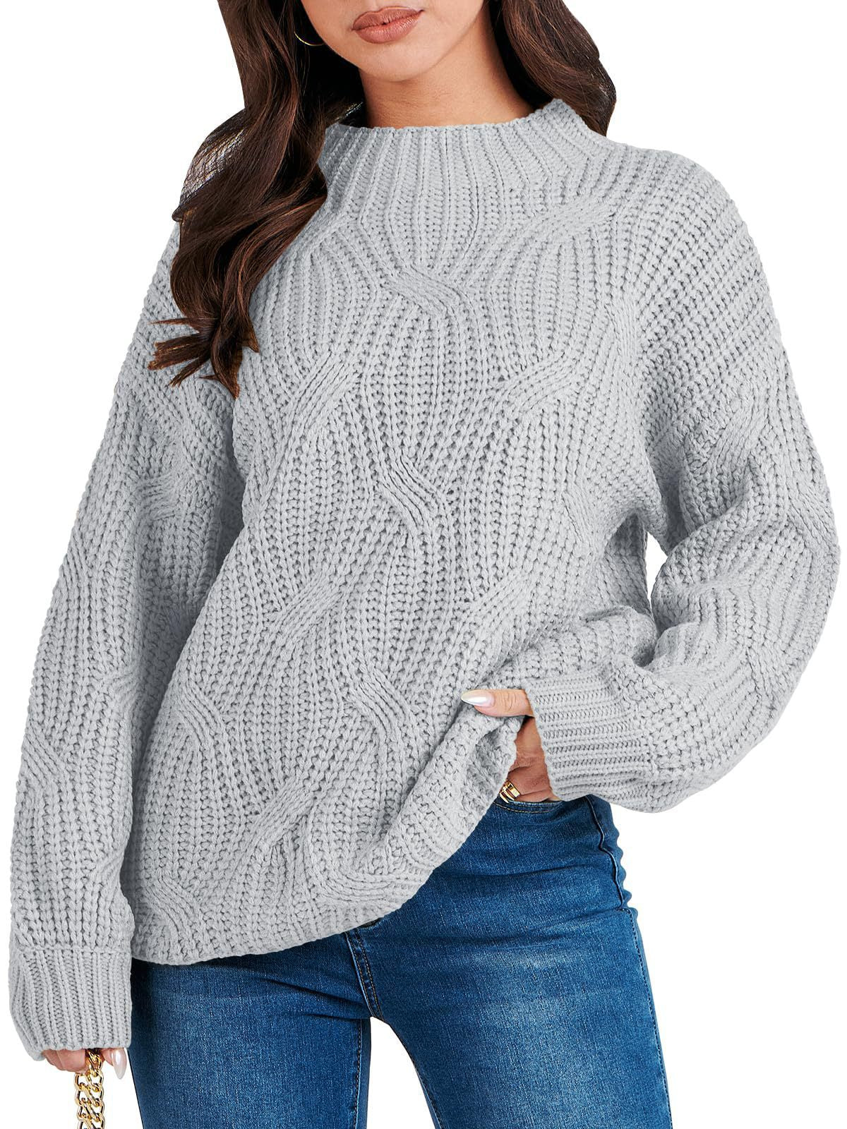 IvyShape | Casual Drop Shoulder Twisted Knit Pullover Sweater