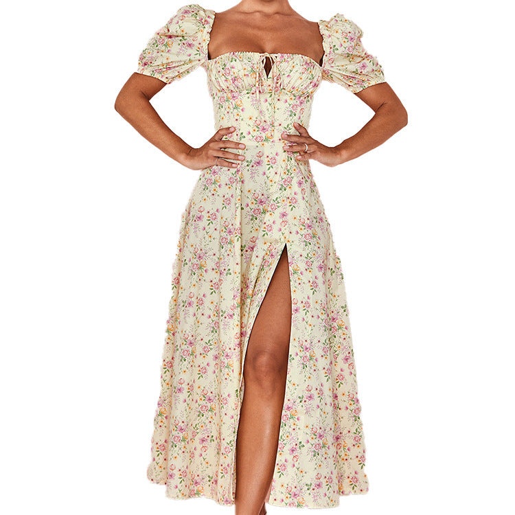 Women's Off-Shoulder Floral Pattern Maxi Dress Ivyshape