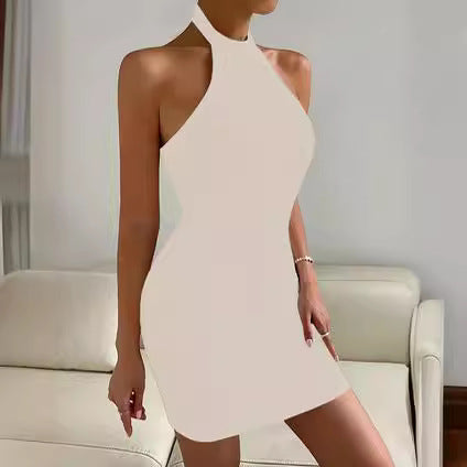 Women's Fitted Mini Dress with High Collar and Ribbed Texture Ivyshape
