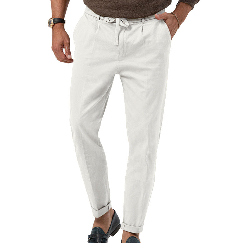Men's relaxed chino pants with adjustable drawstring and side pockets Ivyshape