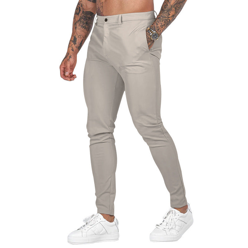 Men's Slim-Fit Chino Pants with Modern Design and Elastic Waist Ivyshape