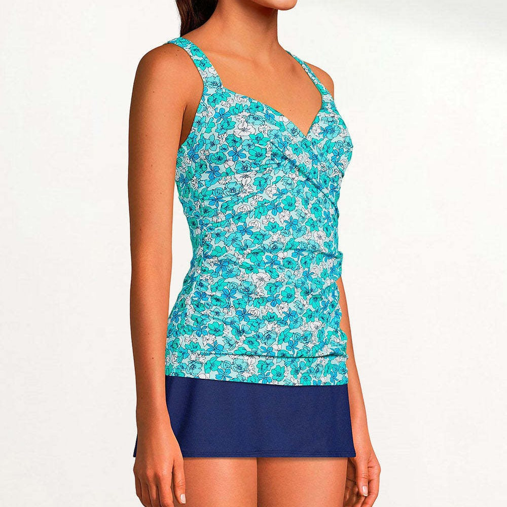 Ladies' tankini top with fashionable skirt hem Ivyshape