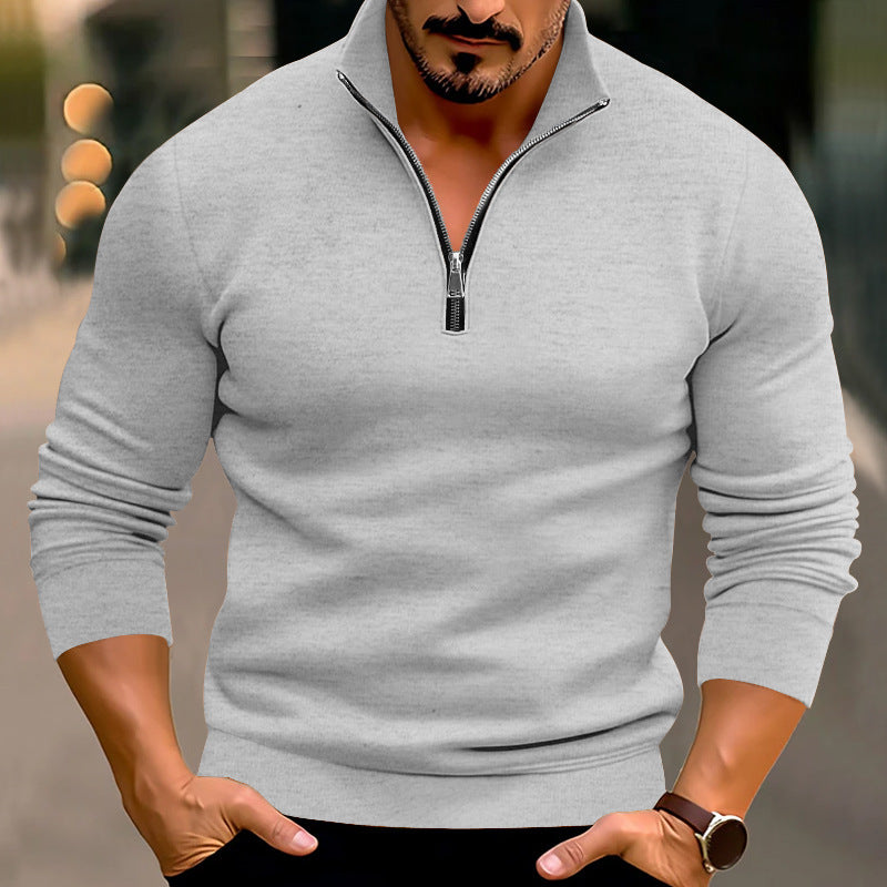 Men's knitted pullover with half zip and comfortable fit Ivyshape