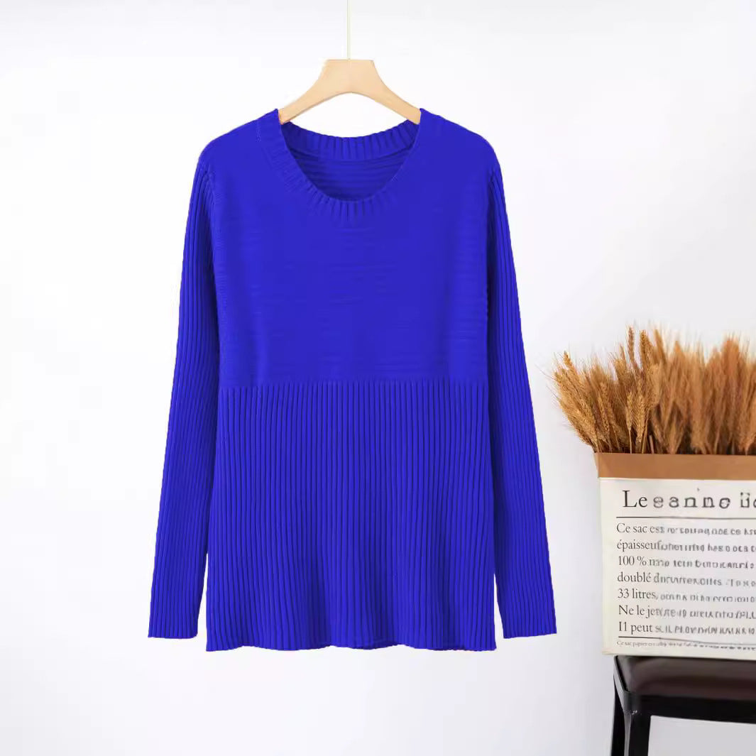 IvyShape | Solid Color Long Sleeve Knitted Pullover