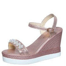 Women's wedge sandals with elegant glitter accents and adjustable strap Ivyshape