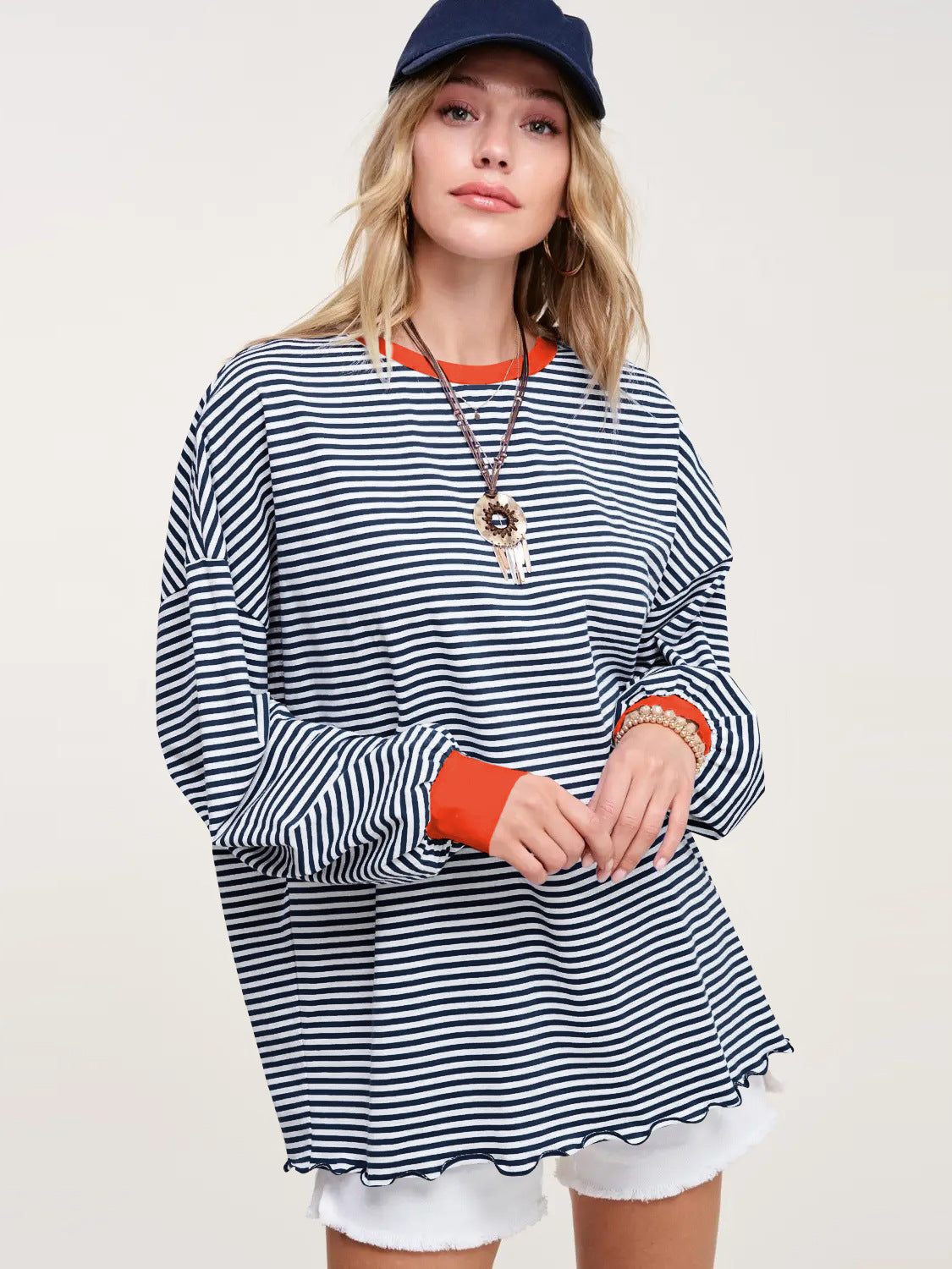 IvyShape | Striped long sleeve sweatshirt