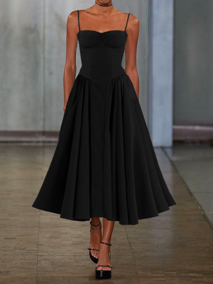 Women Elegant A-Line Midi Dress Ivyshape