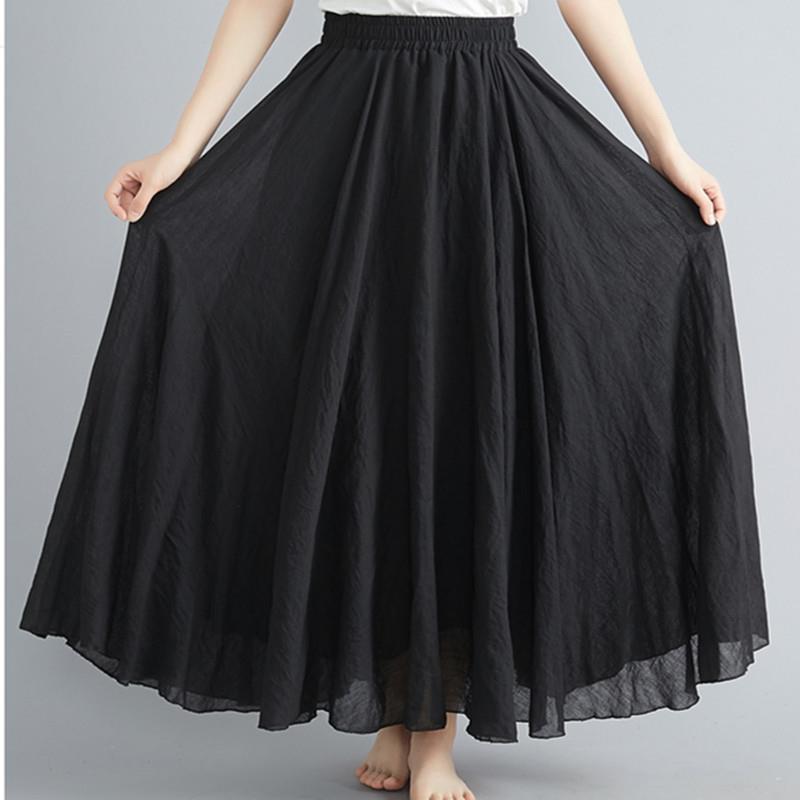 Women's Maxi Skirt with Flowing Hem and Elastic Waistband Ivyshape