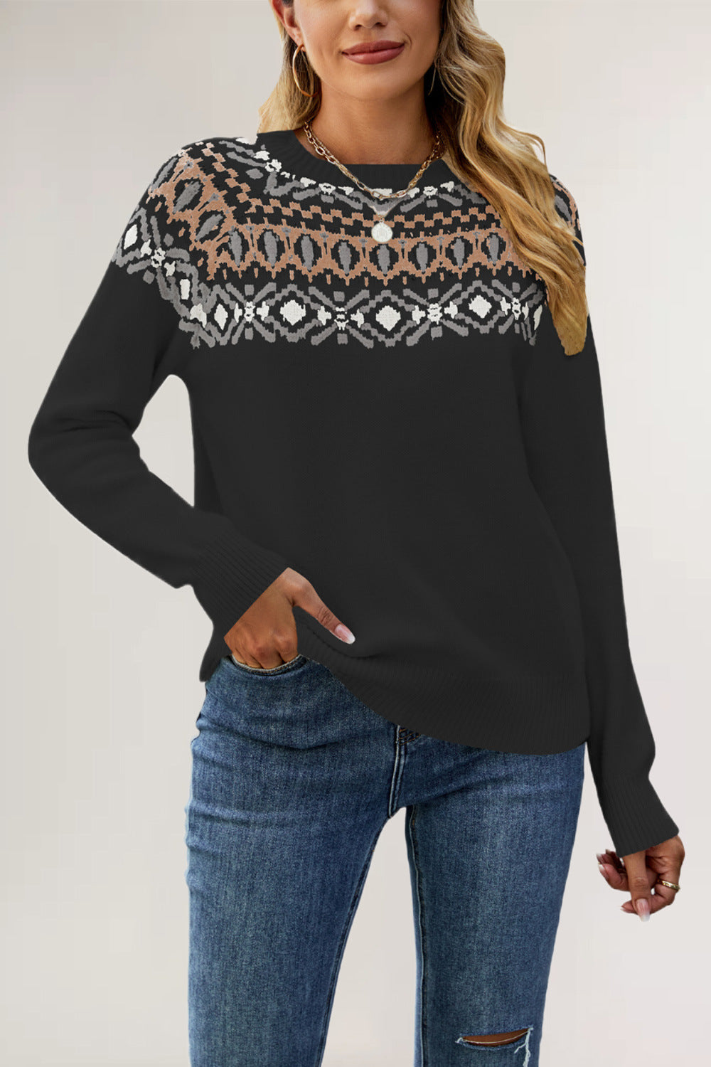 IvyShape | Winter Retro Loose Sweater