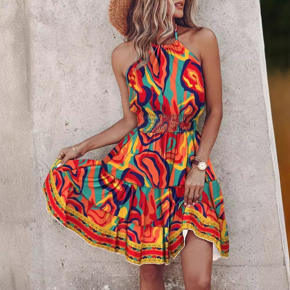 Ladies Trendy Dress with Gathering and Asymmetrical Hem Ivyshape