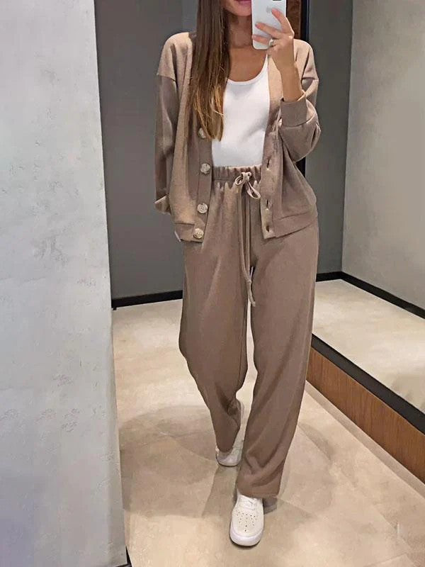 IvyShape | Casual cardigan and sweatpants set