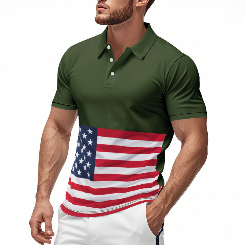 Men's polo shirt with unique flag motif and modern Ivyshape fit