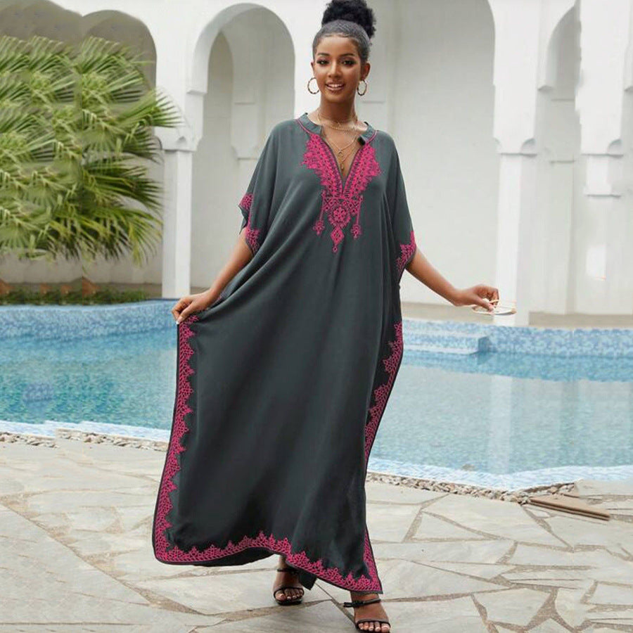 Women's elegant kaftan dress with intricate embellishments and side slit Ivyshape