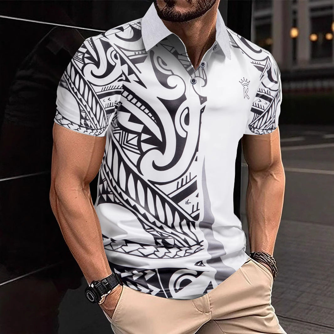 Men's polo shirt with modern tribal design and breathable functionality Ivyshape