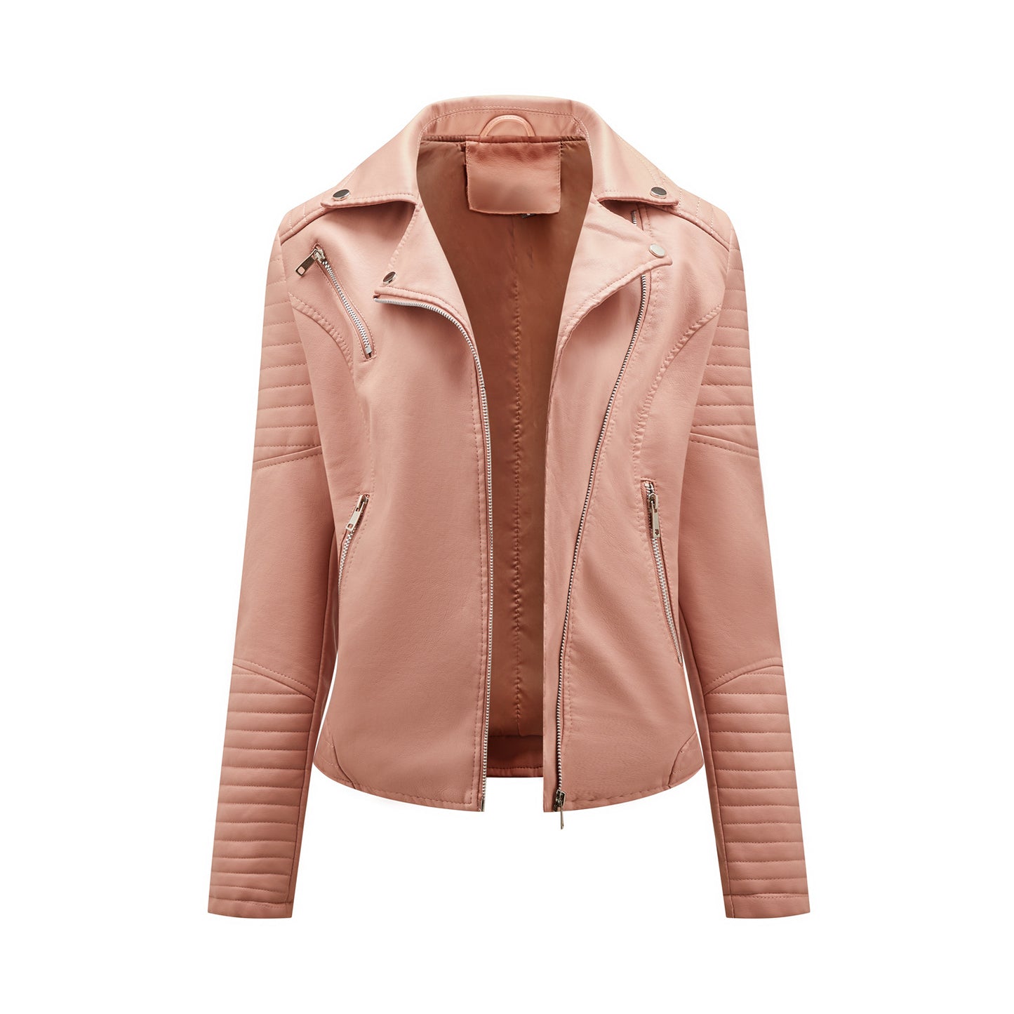 Women's biker jacket with stylish quilted details and asymmetric zip Ivyshape