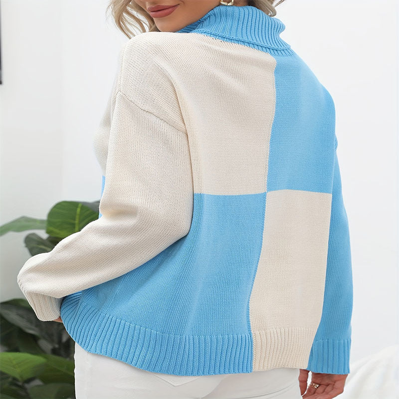 IvyShape | Patchwork Solid Color Knitted Pullover