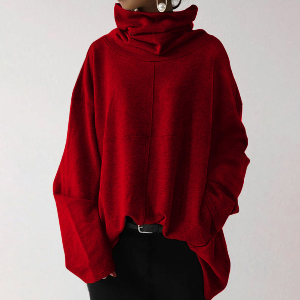 Ivyshape | Oversized Funnel-Neck Sweatshirt for Women