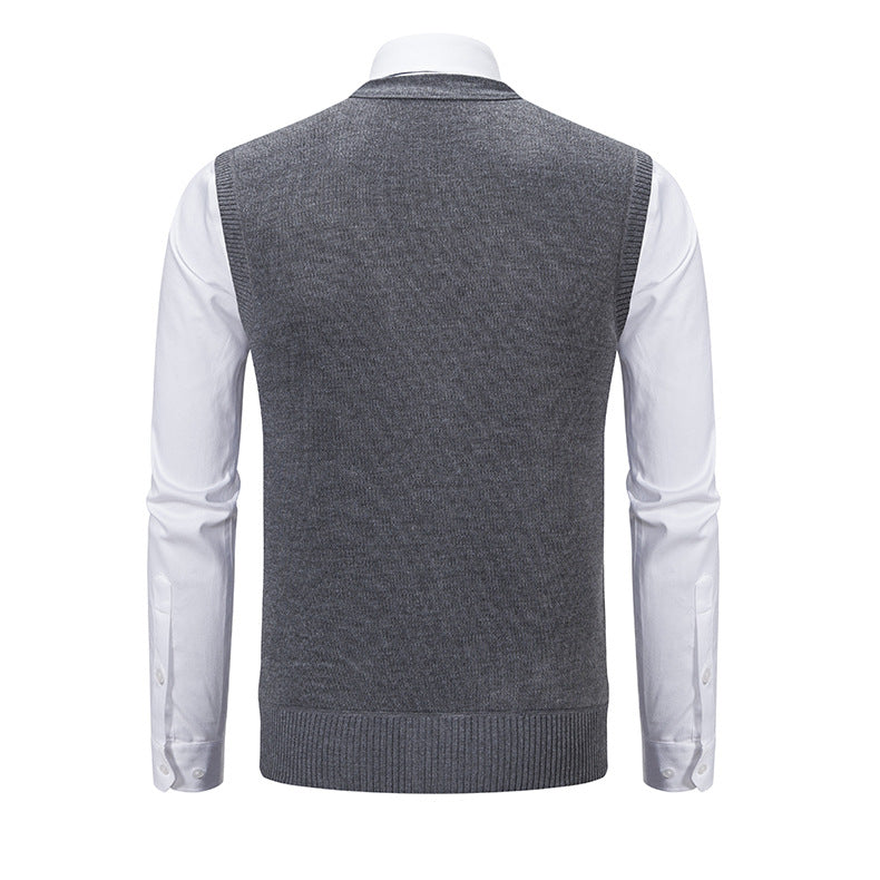 Men's fashion knit vest with check pattern Ivyshape