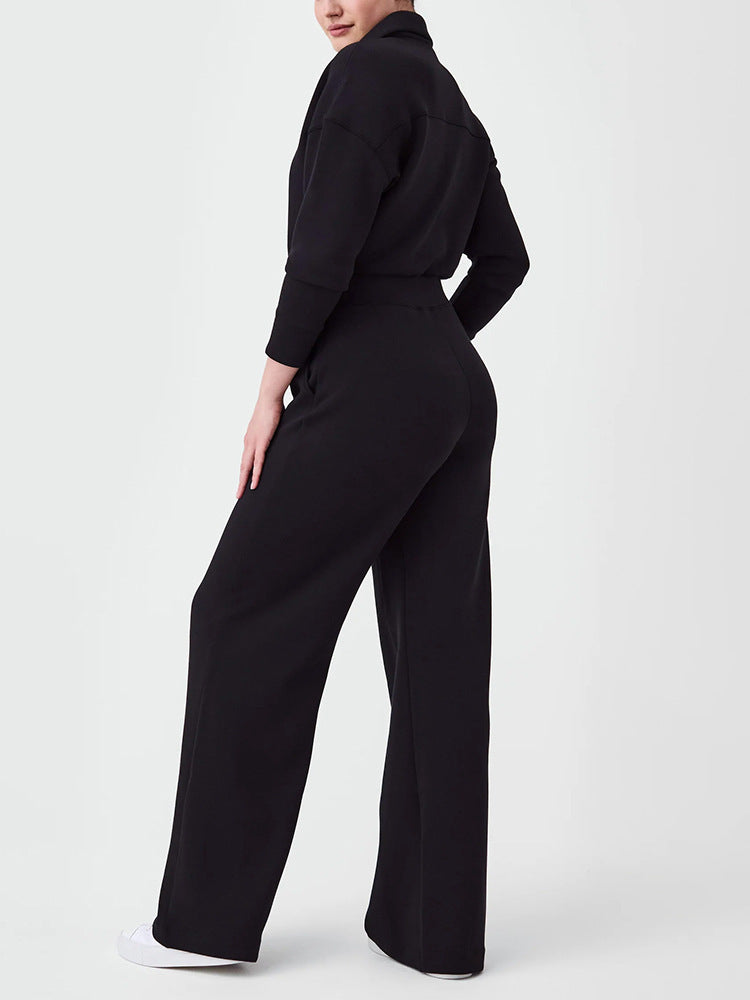 Ivyshape | Long Sleeve Wide Pants Jumpsuit