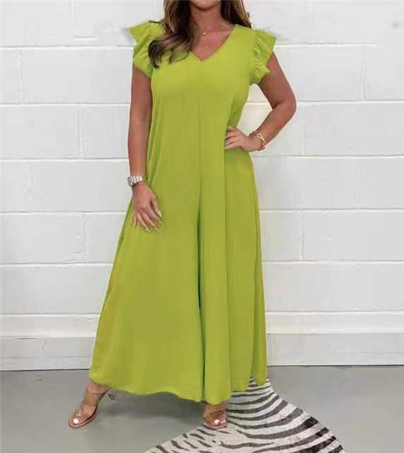 Women's casual jumpsuit with flowing cut and V-neck Ivyshape