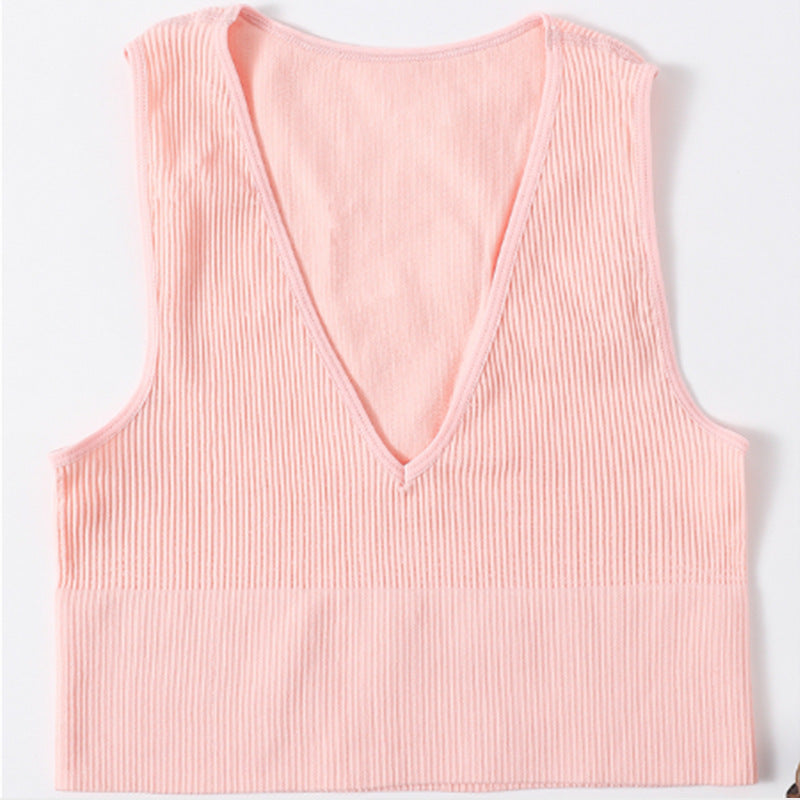 Ladies sporty V neck crop top made of ribbed knit Ivyshape