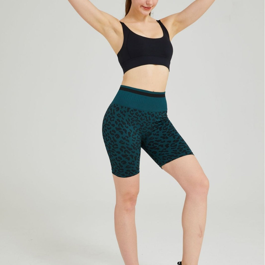 Women's Sporty Bike Shorts with Innovative Leopard Pattern Ivyshape