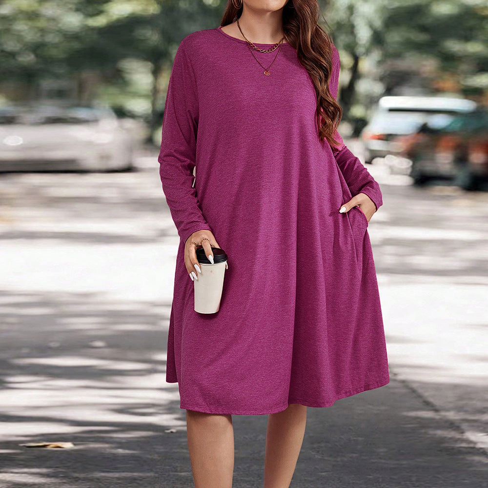Women's casual long sleeve dress with comfortable pockets and flowing fit Ivyshape