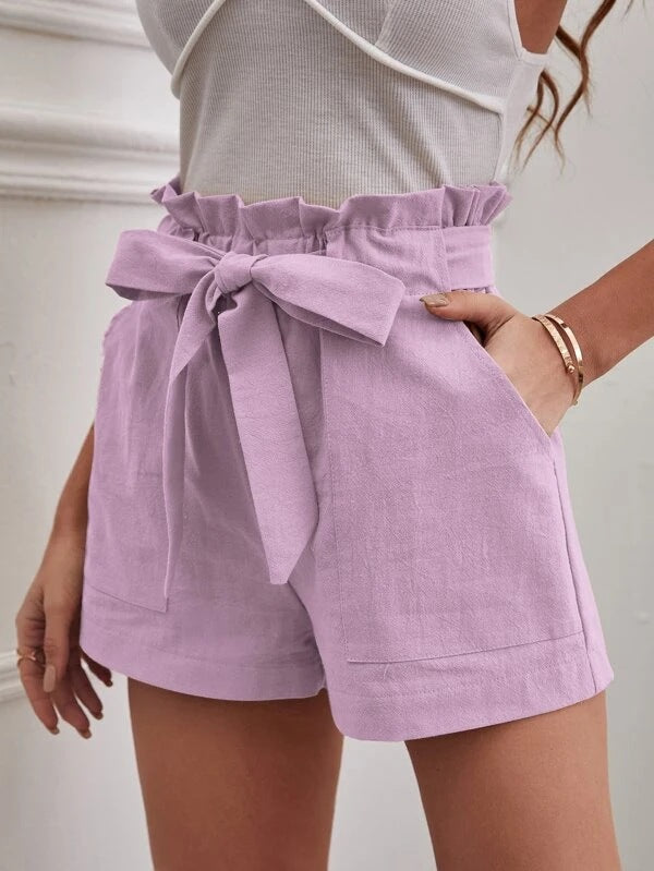 Women High-Waisted Shorts with Tied Detail Ivyshape