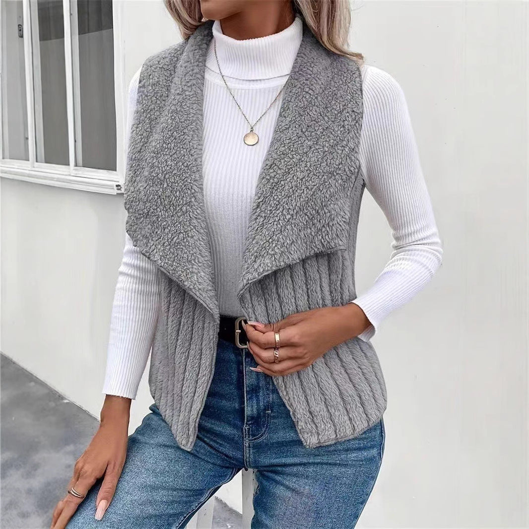 Ladies vest with soft teddy fleece and ribbed design Ivyshape